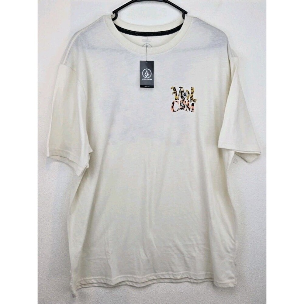Volcom Men's Eye Warp Graphic Tee T-shirt Skater Surf Streetwear Sz XL Cream Nwt